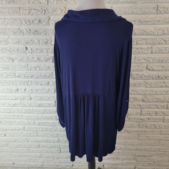 Fenn Wright Manson Womens Top 1X Plus Tunic Roll Tab Sleeve Soft BLU57E - Picture 6 of 9